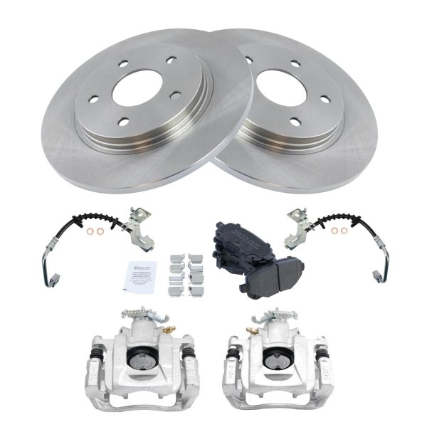 TRQ® - Rear Disc Brake Kit with Semi-Metallic Pads, Calipers and Hoses