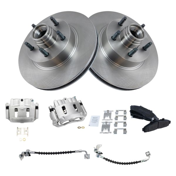 TRQ® - Front Disc Brake Kit with Semi-Metallic Pads, Calipers and Hoses