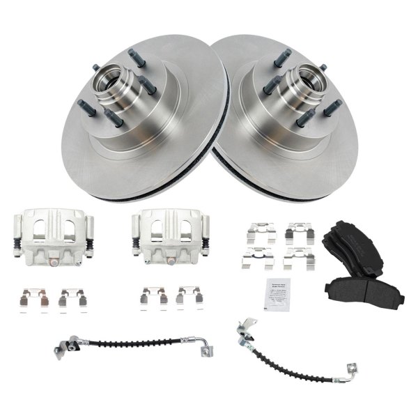 TRQ® - Front Disc Brake Kit with Semi-Metallic Pads, Calipers and Hoses