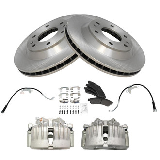 TRQ® - Disc Brake Kit with Semi-Metallic Pads, Calipers and Hoses