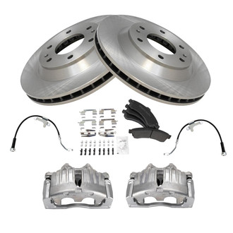 TRQ® - Front Disc Brake Kit with Semi-Metallic Pads, Calipers and Hoses