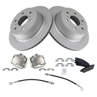 TRQ® - Rear Disc Brake Kit with Ceramic Pads, Calipers and Hoses