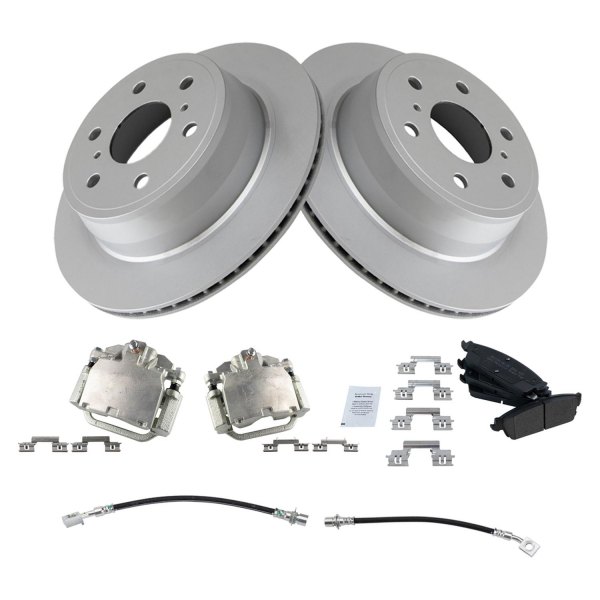 TRQ® - Rear Disc Brake Kit with Semi-Metallic Pads, Calipers and Hoses