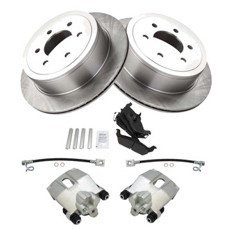 TRQ® - Rear Disc Brake Kit with Semi-Metallic Pads, Calipers and Hoses