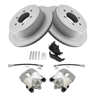 TRQ® - Rear Disc Brake Kit with Semi-Metallic Pads, Calipers and Hoses