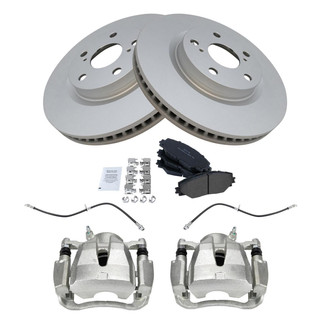 TRQ® - Front Disc Brake Kit with Semi-Metallic Pads, Calipers and Hoses