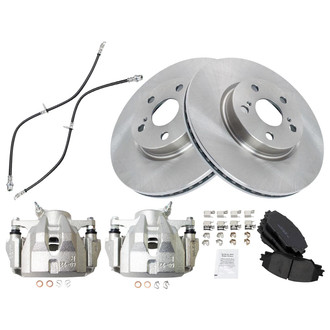 TRQ® - Front Disc Brake Kit with Ceramic Pads, Calipers and Hoses