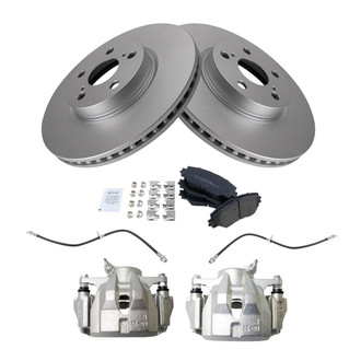 TRQ® - Front Disc Brake Kit with Semi-Metallic Pads, Calipers and Hoses