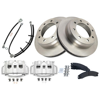 TRQ® - Rear Disc Brake Kit with Semi-Metallic Pads, Calipers and Hoses