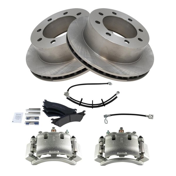 TRQ® - Rear Disc Brake Kit with Semi-Metallic Pads, Calipers and Hoses