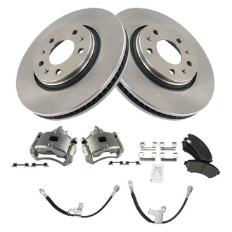 TRQ® - Front Disc Brake Kit with Ceramic Pads, Calipers and Hoses