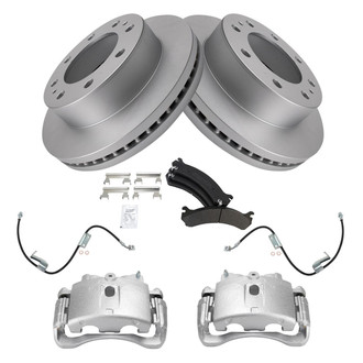 TRQ® - Front Disc Brake Kit with Semi-Metallic Pads, Calipers and Hoses