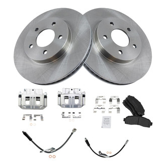 TRQ® - Front Disc Brake Kit with Semi-Metallic Pads, Calipers and Hoses