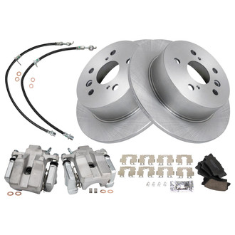 TRQ® - Rear Disc Brake Kit with Ceramic Pads, Calipers and Hoses