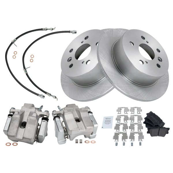 TRQ® - Rear Disc Brake Kit with Semi-Metallic Pads, Calipers and Hoses