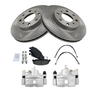 TRQ® - Front Disc Brake Kit with Semi-Metallic Pads, Calipers and Hoses