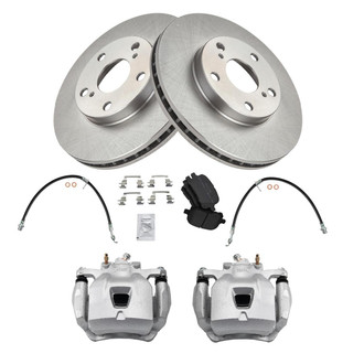 TRQ® - Front Disc Brake Kit with Semi-Metallic Pads, Calipers and Hoses