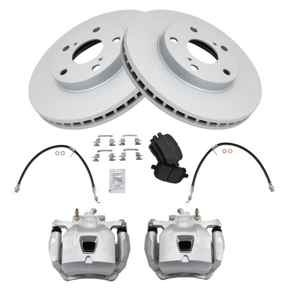 TRQ® - Front Disc Brake Kit with Semi-Metallic Pads, Calipers and Hoses