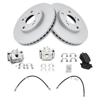 TRQ® - Front Disc Brake Kit with Semi-Metallic Pads, Calipers and Hoses