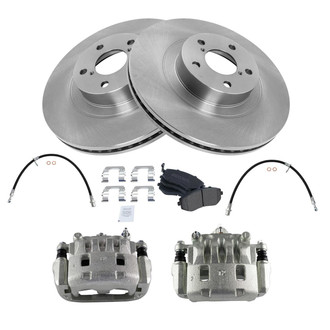 TRQ® - Disc Brake Kit with Semi-Metallic Pads, Calipers and Hoses