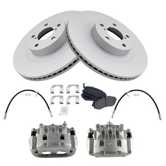 TRQ® - Front Disc Brake Kit with Semi-Metallic Pads, Calipers and Hoses