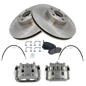 TRQ® - Front Disc Brake Kit with Semi-Metallic Pads, Calipers and Hoses