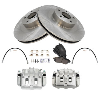 TRQ® - Front Disc Brake Kit with Semi-Metallic Pads, Calipers and Hoses