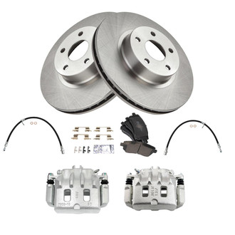 TRQ® - Front Disc Brake Kit with Semi-Metallic Pads, Calipers and Hoses