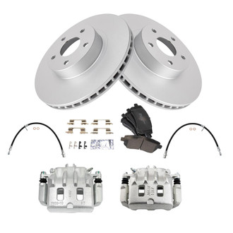 TRQ® - Front Disc Brake Kit with Semi-Metallic Pads, Calipers and Hoses