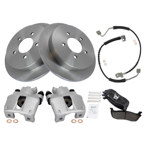 TRQ® - Rear Disc Brake Kit with Ceramic Pads, Calipers and Hoses