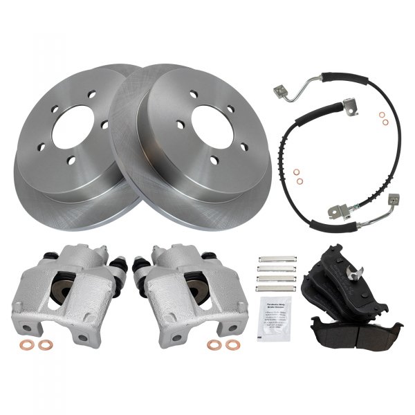 TRQ® - Rear Disc Brake Kit with Semi-Metallic Pads, Calipers and Hoses