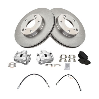TRQ® - Front Disc Brake Kit with Semi-Metallic Pads, Calipers and Hoses