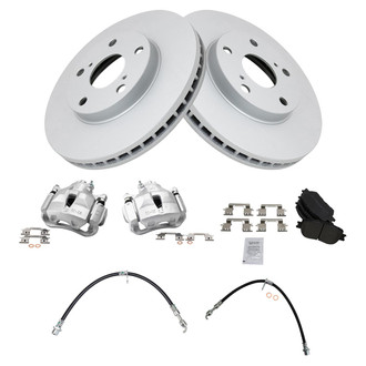 TRQ® - Front Disc Brake Kit with Semi-Metallic Pads, Calipers and Hoses