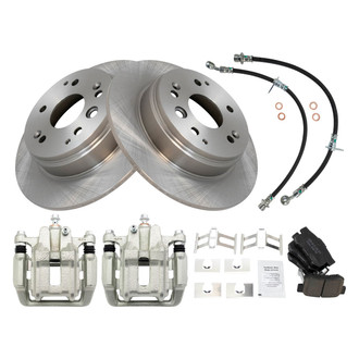 TRQ® - Rear Disc Brake Kit with Ceramic Pads, Calipers and Hoses