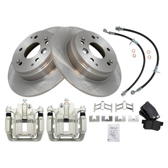 TRQ® - Rear Disc Brake Kit with Semi-Metallic Pads, Calipers and Hoses