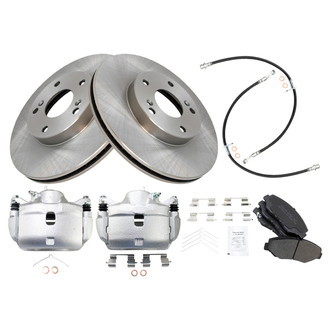TRQ® - Disc Brake Kit with Semi-Metallic Pads, Calipers and Hoses