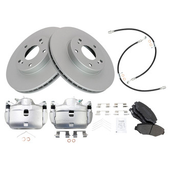 TRQ® - Front Disc Brake Kit with Semi-Metallic Pads, Calipers and Hoses