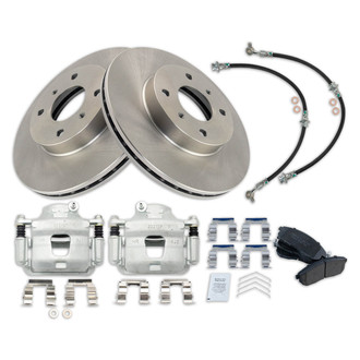 TRQ® - Front Disc Brake Kit with Ceramic Pads, Calipers and Hoses
