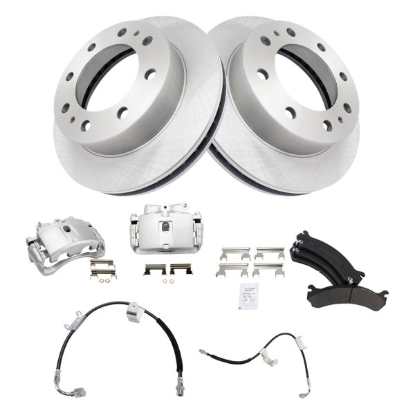 TRQ® - Front Disc Brake Kit with Semi-Metallic Pads, Calipers and Hoses