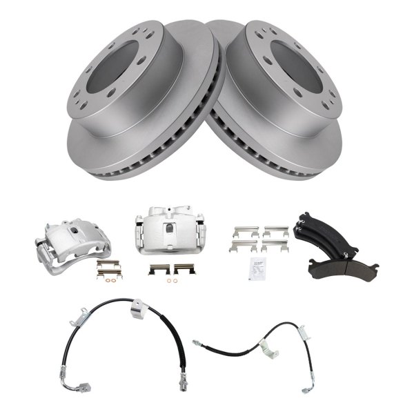 TRQ® - Front Disc Brake Kit with Semi-Metallic Pads, Calipers and Hoses