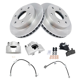 TRQ® - Front Disc Brake Kit with Semi-Metallic Pads, Calipers and Hoses