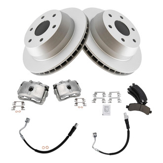 TRQ® - Rear Disc Brake Kit with Ceramic Pads, Calipers and Hoses
