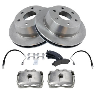 TRQ® - Rear Disc Brake Kit with Semi-Metallic Pads, Calipers and Hoses