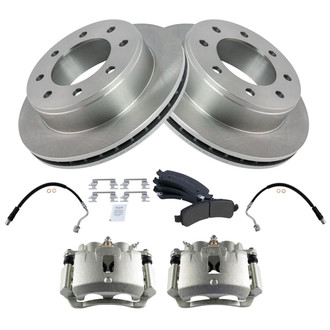 TRQ® - Rear Disc Brake Kit with Semi-Metallic Pads, Calipers and Hoses