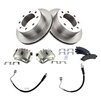 TRQ® - Rear Disc Brake Kit with Semi-Metallic Pads, Calipers and Hoses