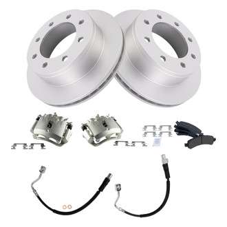 TRQ® - Rear Disc Brake Kit with Semi-Metallic Pads, Calipers and Hoses
