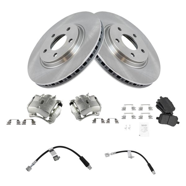 TRQ® - Front Disc Brake Kit with Semi-Metallic Pads, Calipers and Hoses