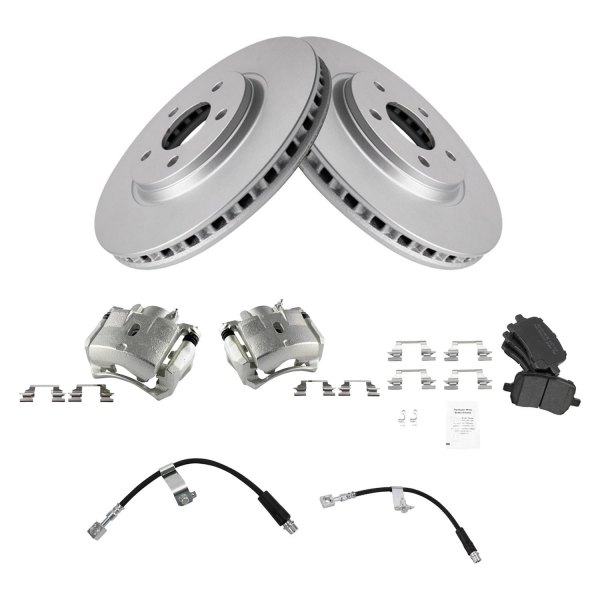 TRQ® - Front Disc Brake Kit with Semi-Metallic Pads, Calipers and Hoses