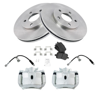 TRQ® - Front Disc Brake Kit with Semi-Metallic Pads, Calipers and Hoses