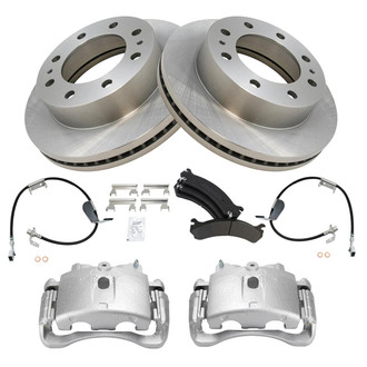 TRQ® - Front Disc Brake Kit with Semi-Metallic Pads, Calipers and Hoses